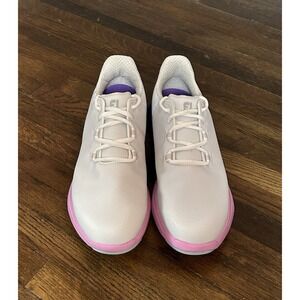 Women's Foot joy FJ Fuel Shoes Size 7 White W/ Pink & Purple Accents Golf Course